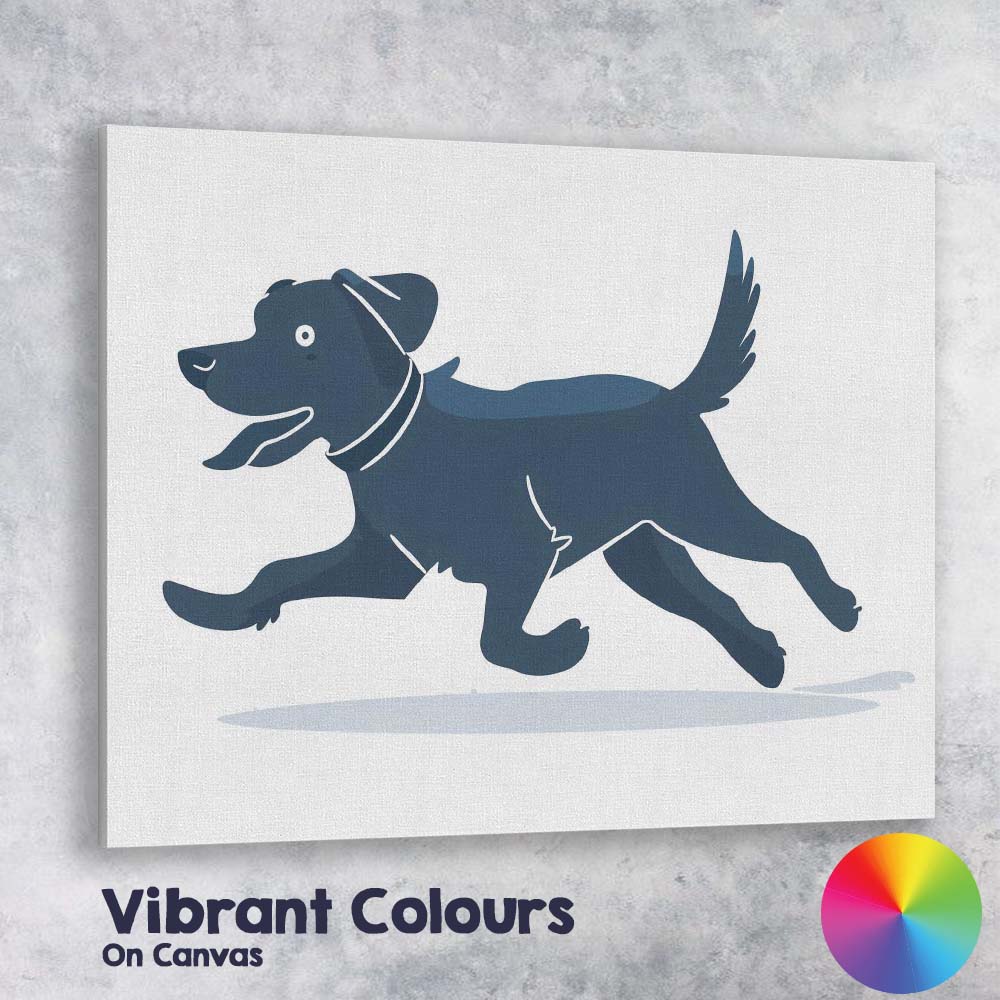 Playful Running Labrador Dog Minimalist Animal Illustration Canvas Wall Art Print Decor Picture Ready to Hang
