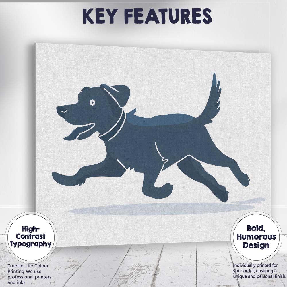 Playful Running Labrador Dog Minimalist Animal Illustration Canvas Wall Art Print Decor Picture Ready to Hang