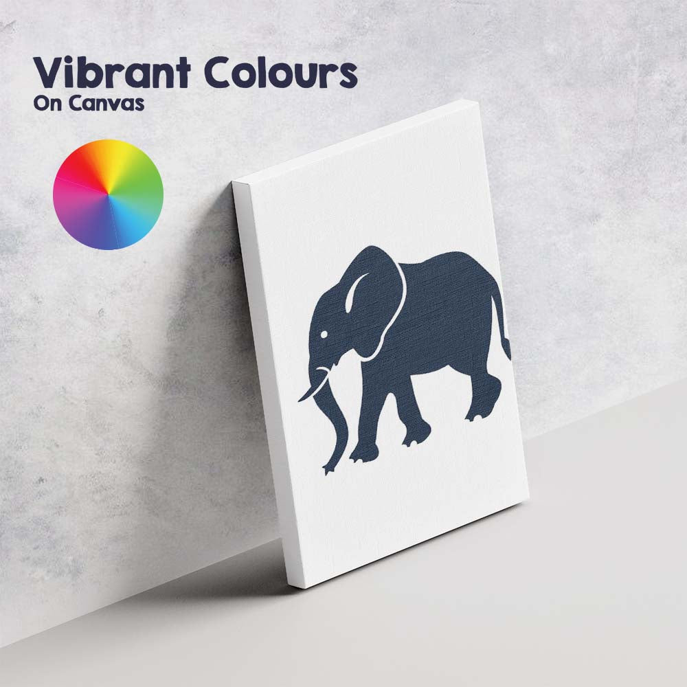 Scandinavian Minimalist Elephant Animal Silhouette Nursery Illustration Canvas Wall Art Print Decor Picture Ready to Hang