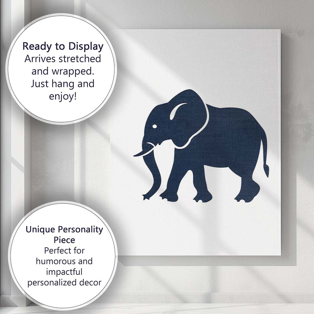 Scandinavian Minimalist Elephant Animal Silhouette Nursery Illustration Canvas Wall Art Print Decor Picture Ready to Hang