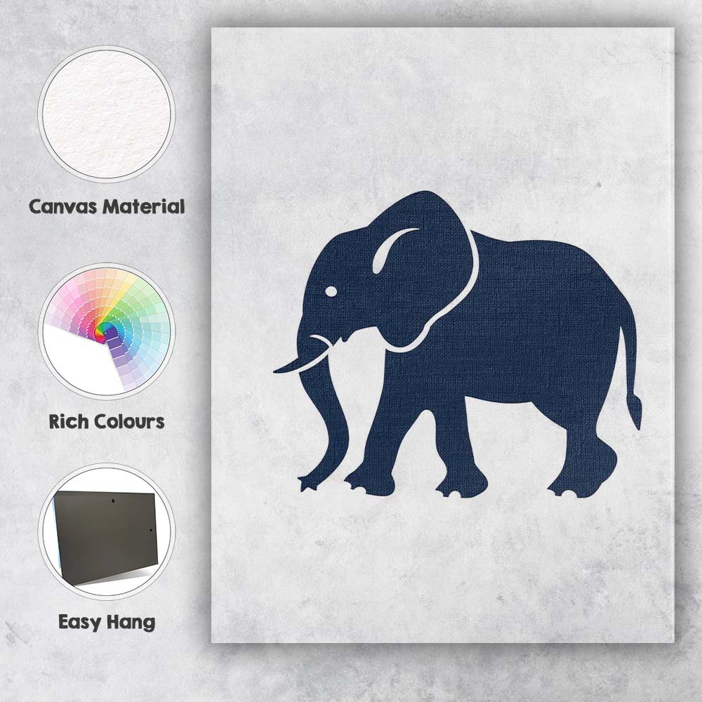 Scandinavian Minimalist Elephant Animal Silhouette Nursery Illustration Canvas Wall Art Print Decor Picture Ready to Hang