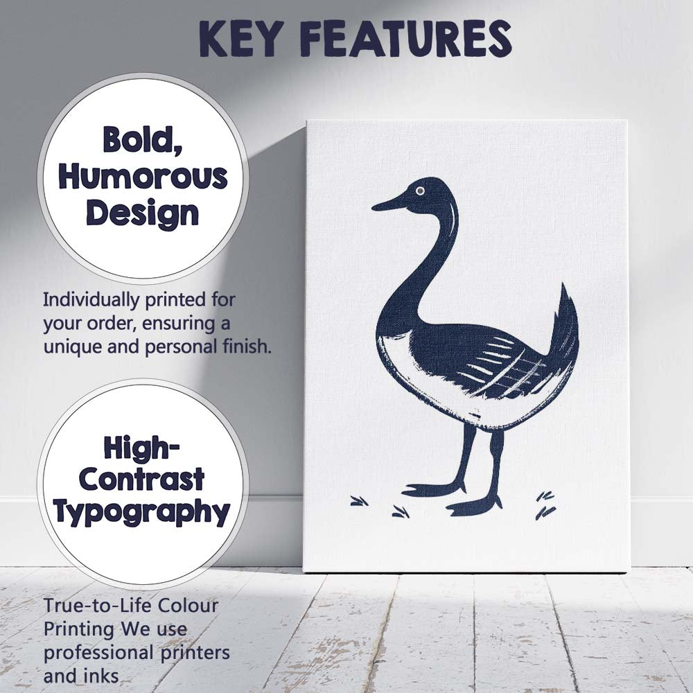 Minimalist Blue Goose Bird Silhouette Nursery Illustration Canvas Wall Art Print Decor Picture Ready to Hang