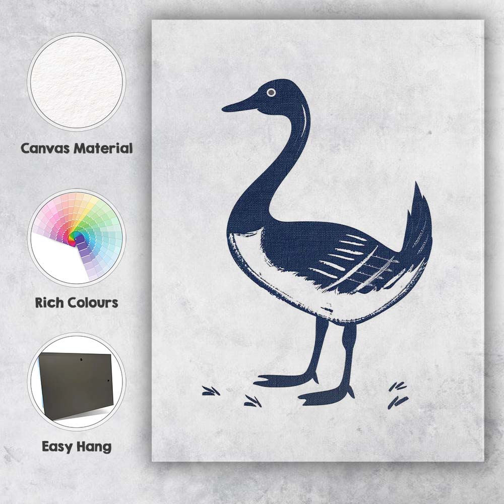 Minimalist Blue Goose Bird Silhouette Nursery Illustration Canvas Wall Art Print Decor Picture Ready to Hang