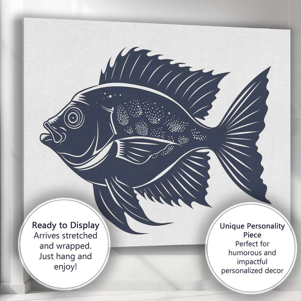 Decorative Blue Tropical Fish Marine Wildlife Illustration Canvas Wall Art Print Decor Picture Ready to Hang