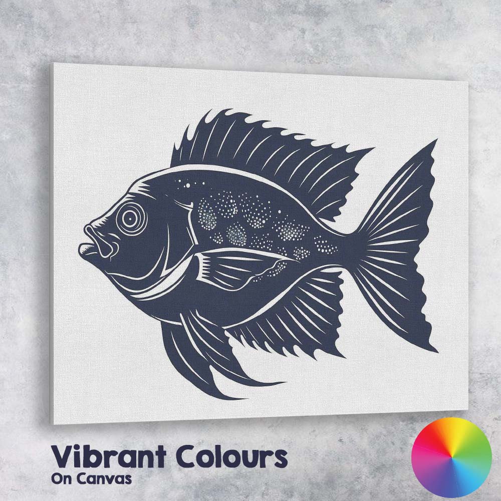 Decorative Blue Tropical Fish Marine Wildlife Illustration Canvas Wall Art Print Decor Picture Ready to Hang