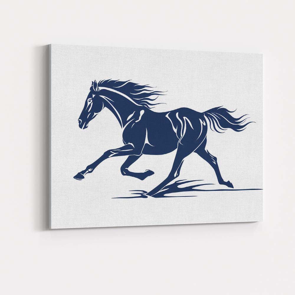 Galloping Wild Horse Minimalist Animal Illustration Canvas Wall Art Print Decor Picture Ready to Hang