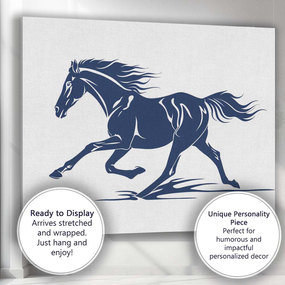 Galloping Wild Horse Minimalist Animal Illustration Canvas Wall Art Print Decor Picture Ready to Hang