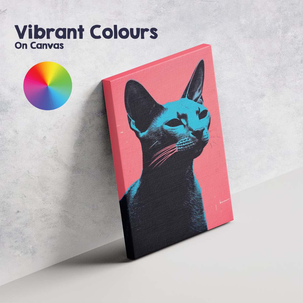 Neon Pop Art Sphynx Cat Portrait Canvas Wall Art Print Decor Picture Ready to Hang