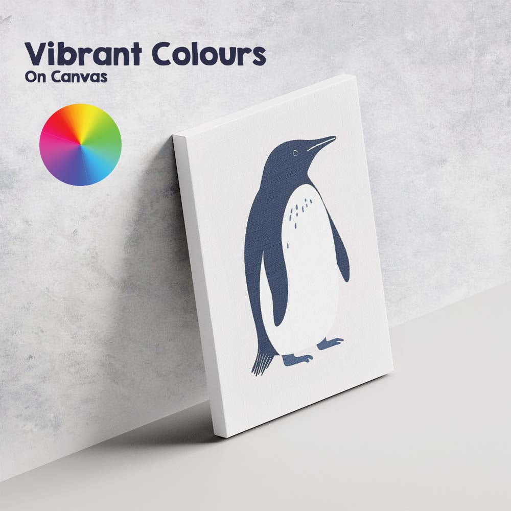 Elegant Emperor Penguin Minimalist Wildlife Illustration Canvas Wall Art Print Decor Picture Ready to Hang
