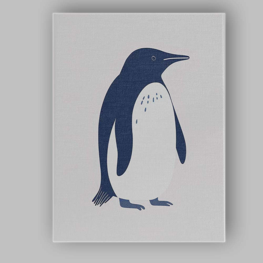 Elegant Emperor Penguin Minimalist Wildlife Illustration Canvas Wall Art Print Decor Picture Ready to Hang