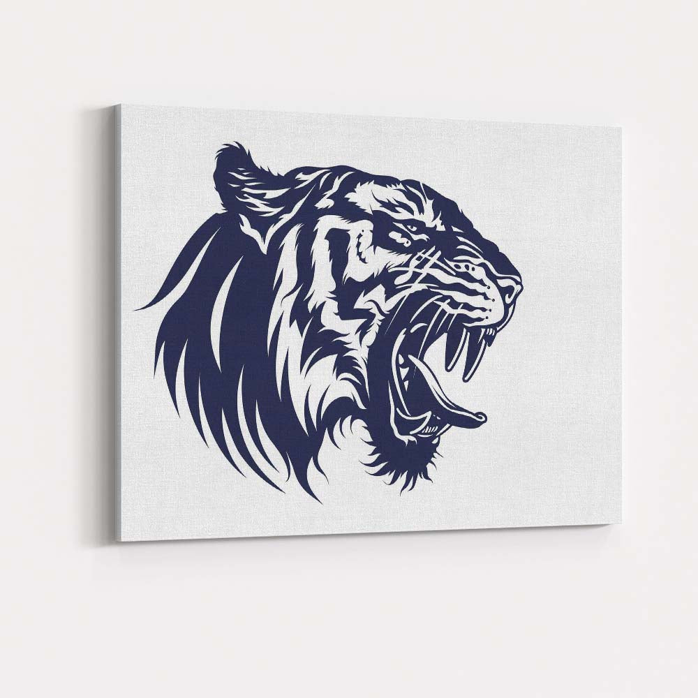 Fierce Roaring Tiger Head Wildlife Illustration Canvas Wall Art Print Decor Picture Ready to Hang