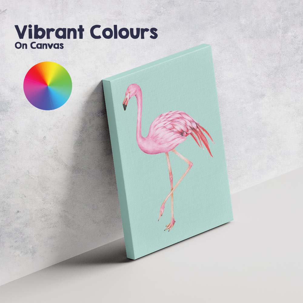 Pink Flamingo Tropical Watercolour Bird Illustration Canvas Wall Art Print Decor Picture Ready to Hang