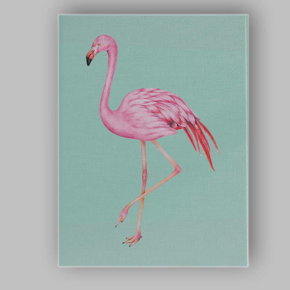 Pink Flamingo Tropical Watercolour Bird Illustration Canvas Wall Art Print Decor Picture Ready to Hang
