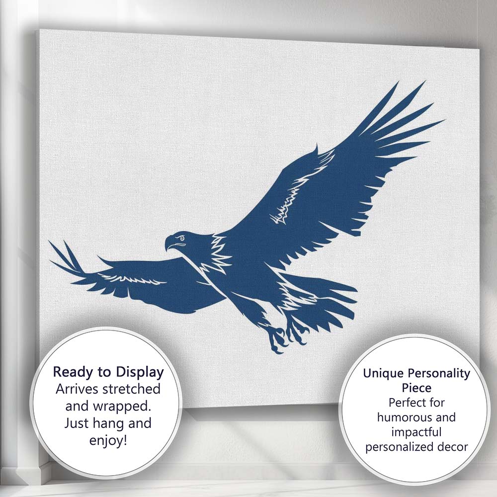 Soaring Eagle Bird of Prey Silhouette Illustration Canvas Wall Art Print Decor Picture Ready to Hang