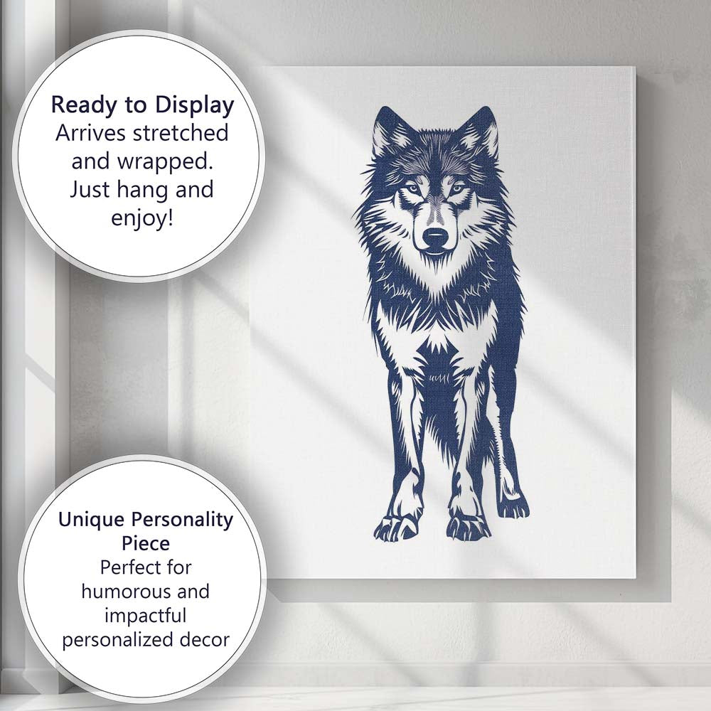 Realistic Grey Wolf Portrait Wildlife Illustration Canvas Wall Art Print Decor Picture Ready to Hang
