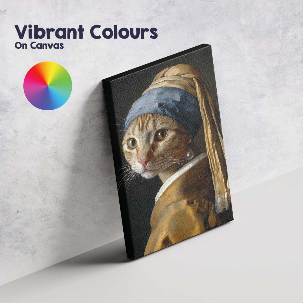 Girl With Pearl Earring Style Ginger Tabby Cat Portrait Canvas Wall Art Print Decor Picture Ready to Hang