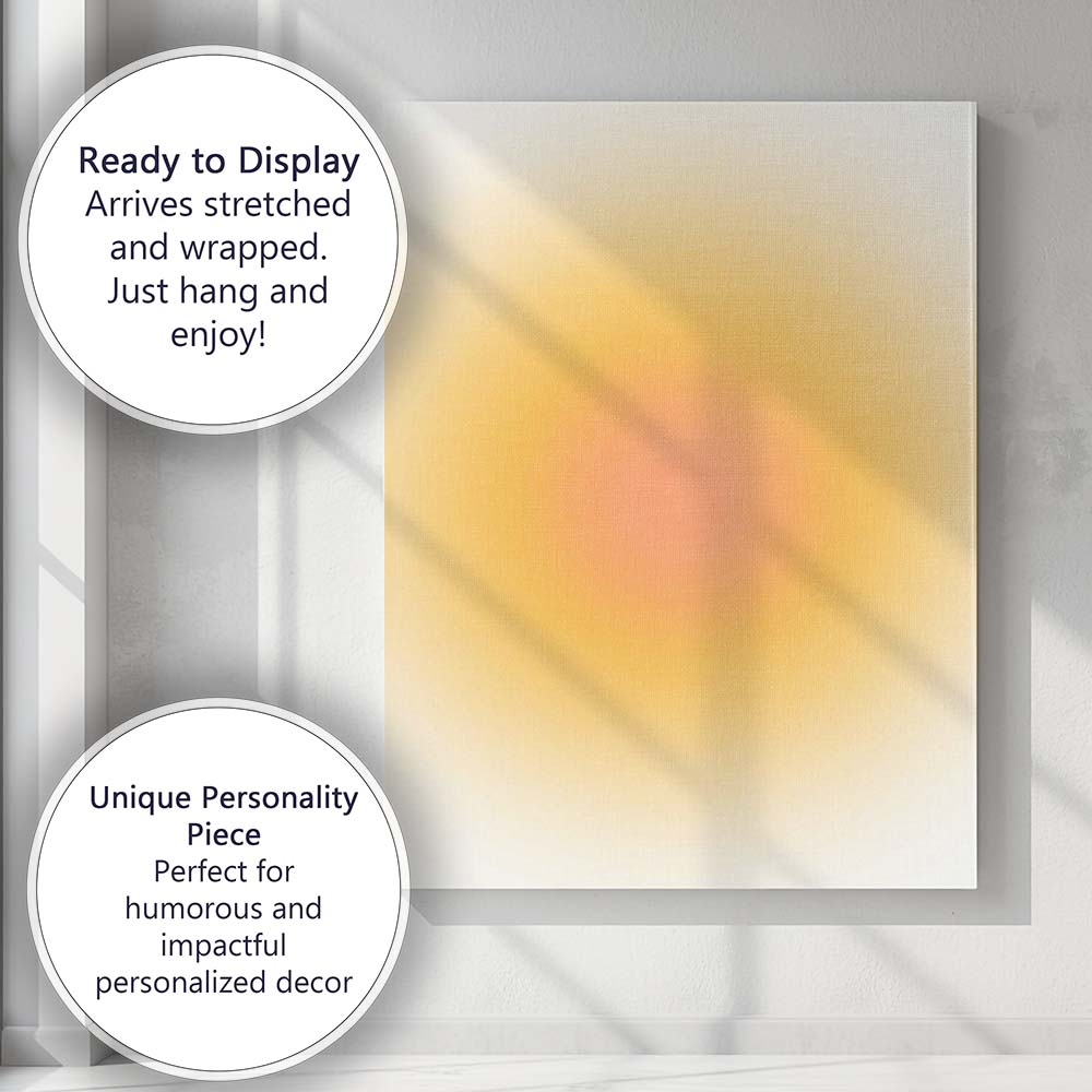 Abstract Warm Golden Sun Gradient Minimalist Background Canvas Wall Art Print Decor Picture Ready to Hang
