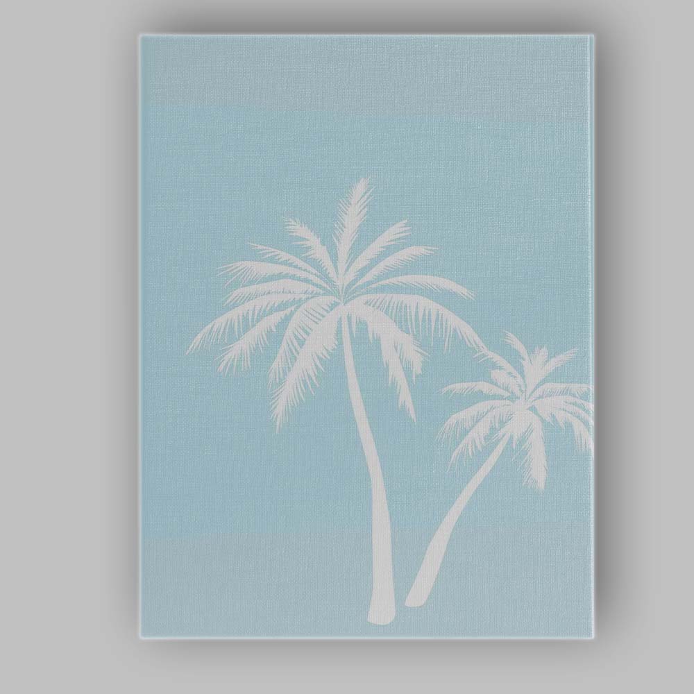 Minimalist White Tropical Palm Trees Coastal Silhouette Canvas Wall Art Print Decor Picture Ready to Hang