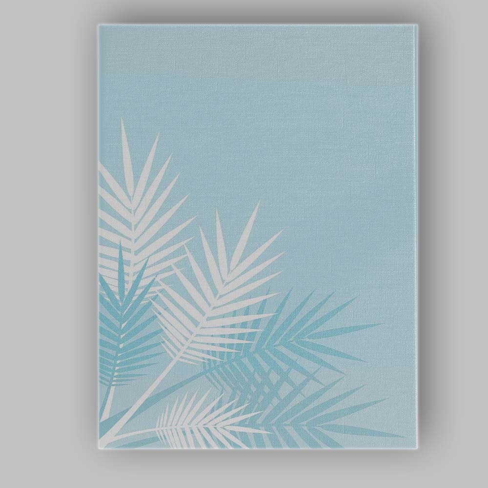 Minimalist Tropical Palm Leaf Botanical Blue Background Canvas Wall Art Print Decor Picture Ready to Hang