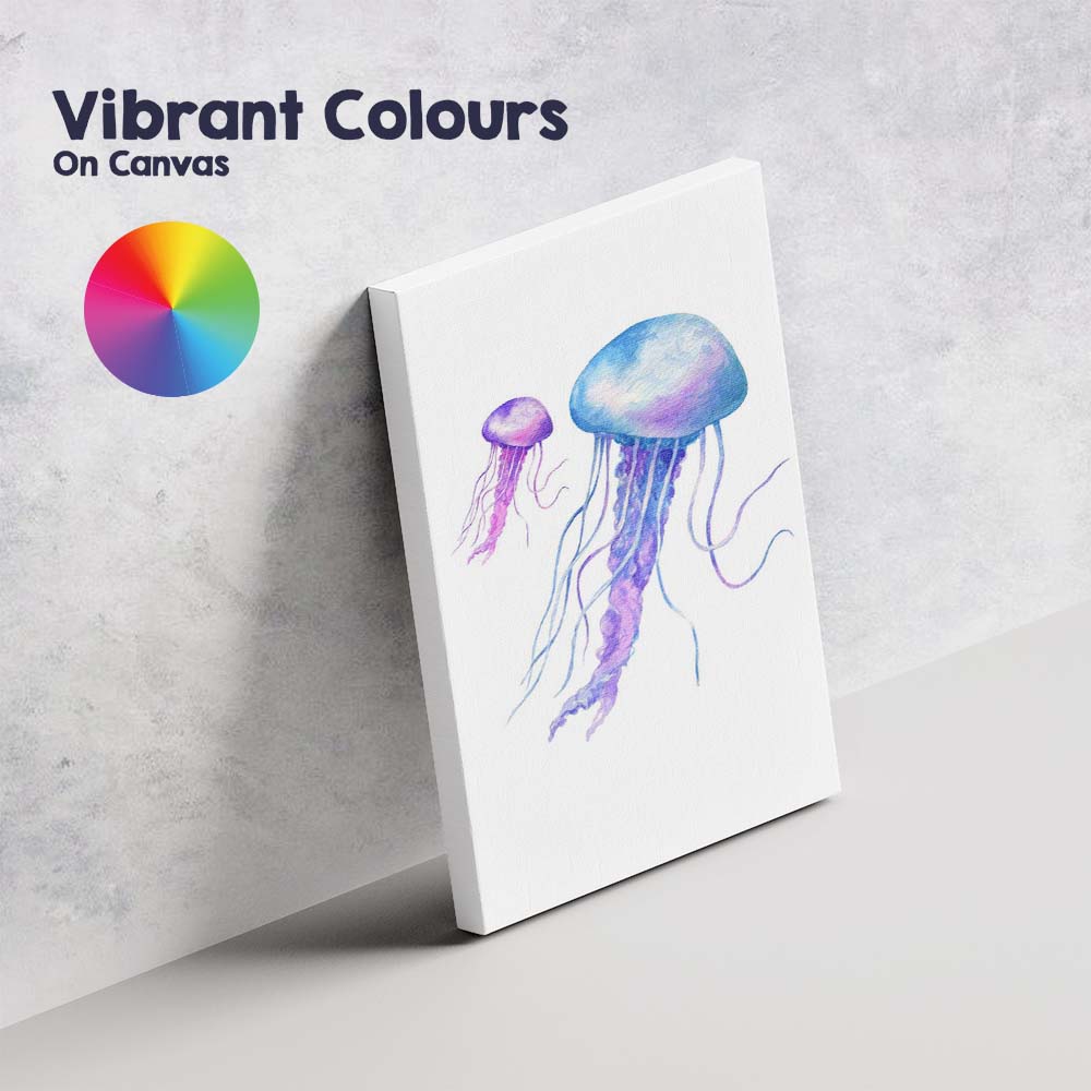 Purple Blue Watercolour Jellyfish Ocean Marine Illustration Canvas Wall Art Print Decor Picture Ready to Hang