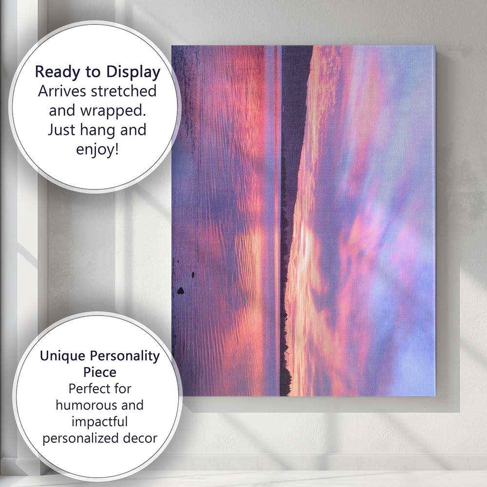 Serene Pink Purple Sunset Over Calm Sea Landscape Canvas Wall Art Print Decor Picture Ready to Hang
