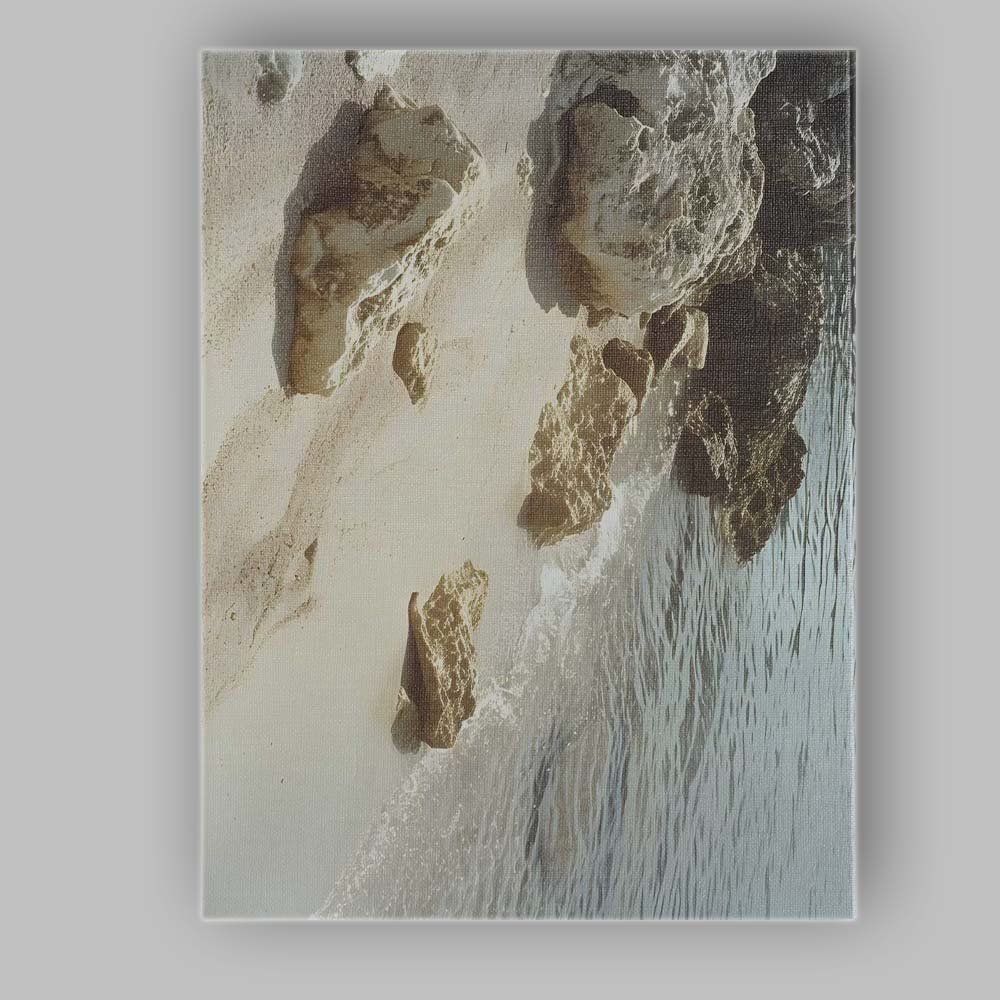 Sunlit Coastal Rocks Beach Shoreline Photography Canvas Wall Art Print Decor Picture Ready to Hang