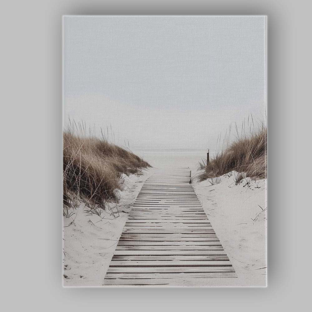 Minimal Coastal Boardwalk Sand Dunes Beach Photography Canvas Wall Art Print Decor Picture Ready to Hang