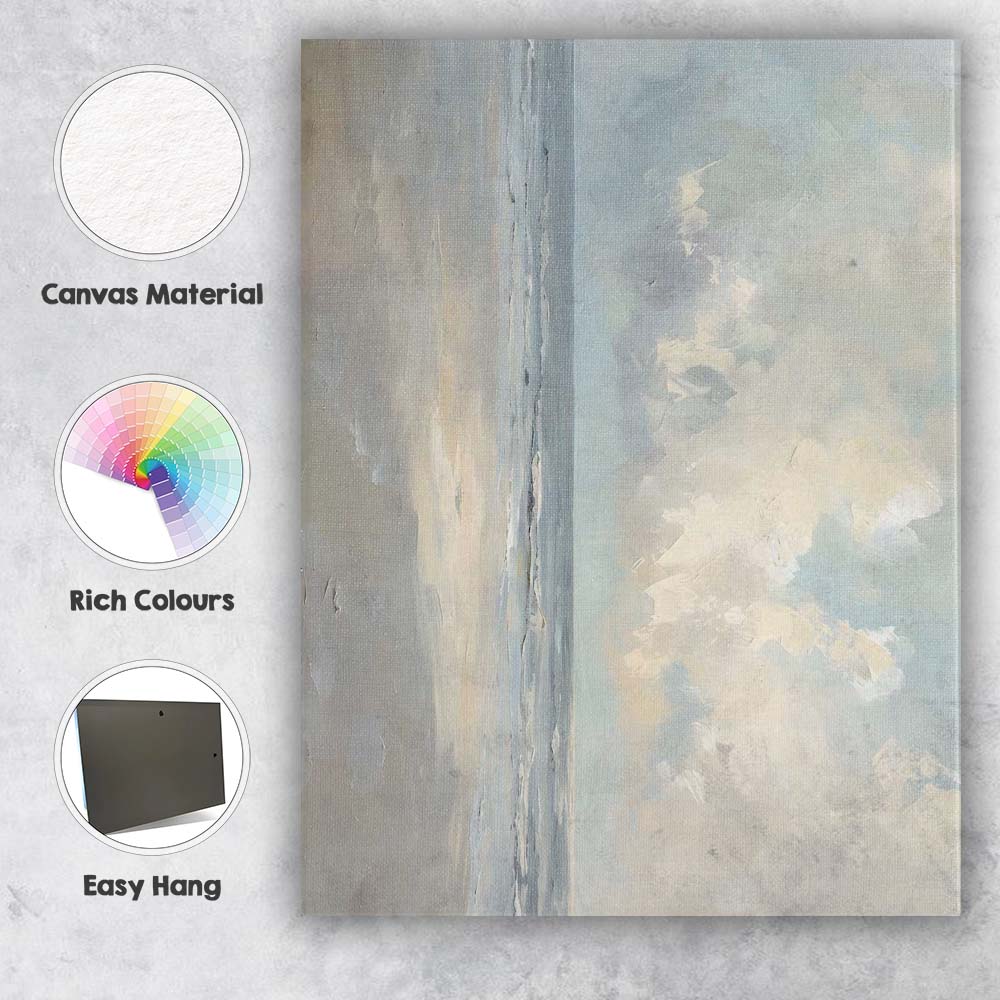 Soft Neutral Abstract Coastal Seascape Textured Painting Canvas Wall Art Print Decor Picture Ready to Hang