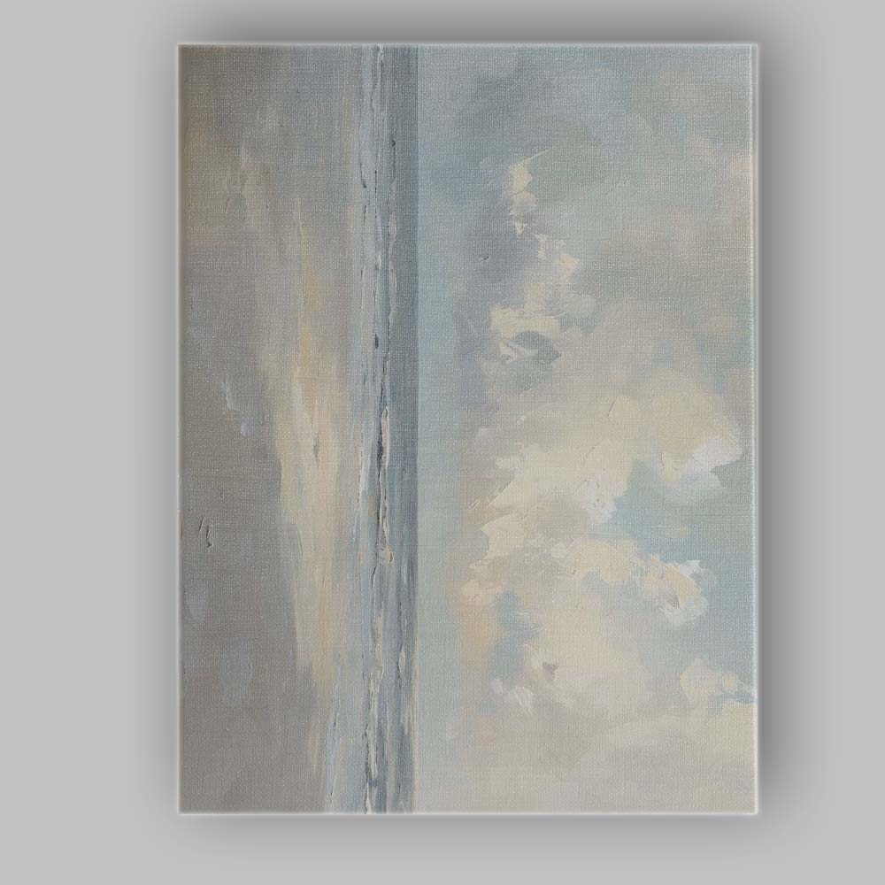 Soft Neutral Abstract Coastal Seascape Textured Painting Canvas Wall Art Print Decor Picture Ready to Hang