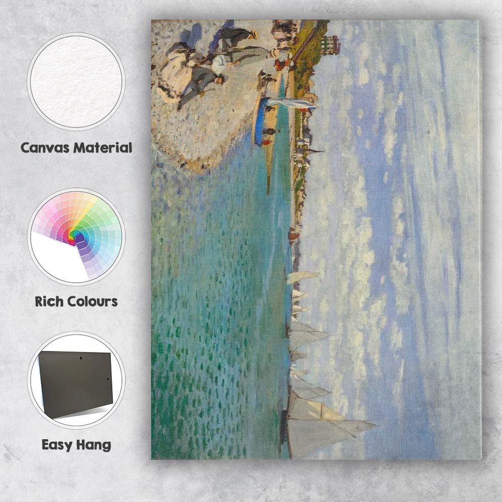 Impressionist Harbour Sailboats Coastal Village Painting Canvas Wall Art Print Decor Picture Ready to Hang