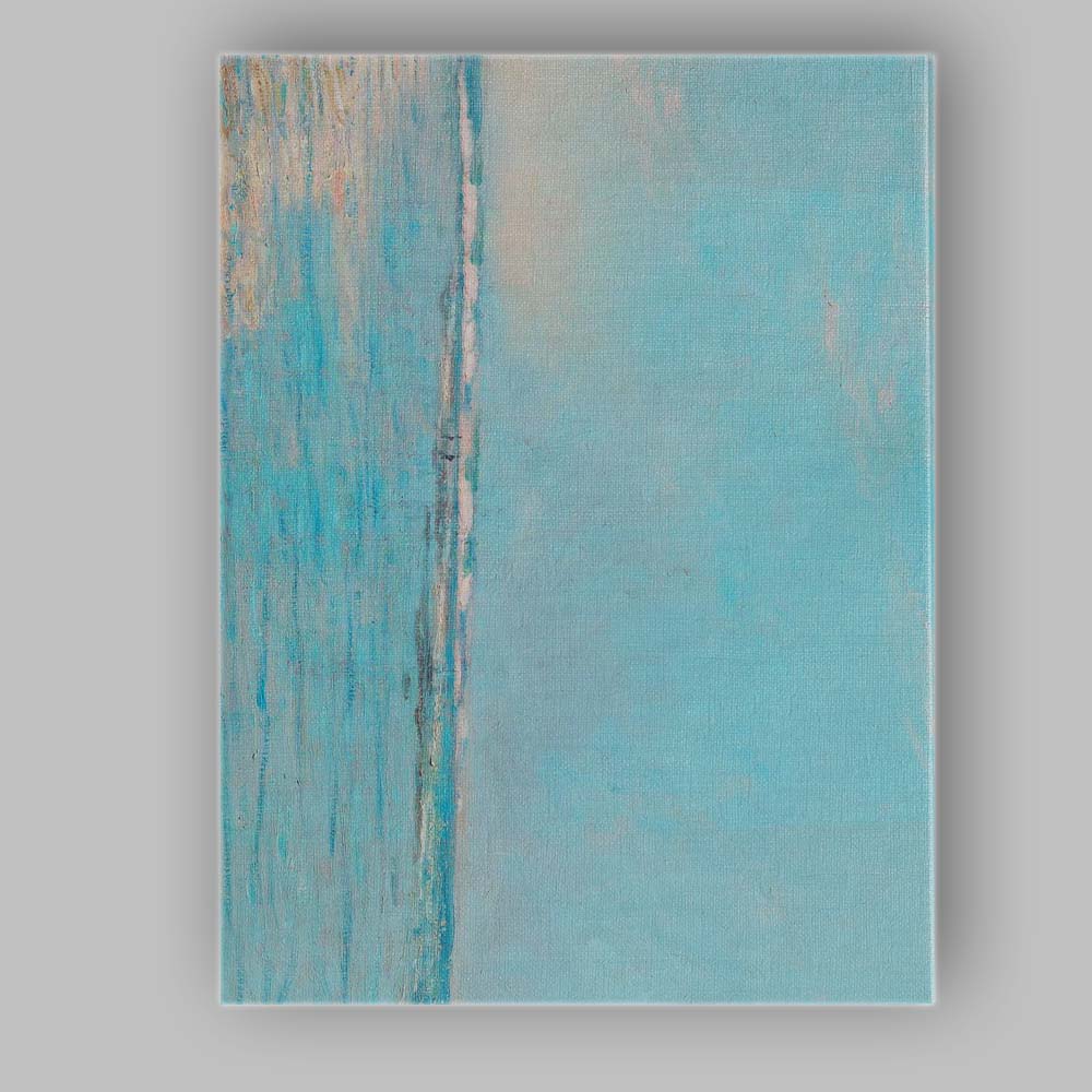 Minimal Turquoise Abstract Coastal Horizon Textured Painting Canvas Wall Art Print Decor Picture Ready to Hang