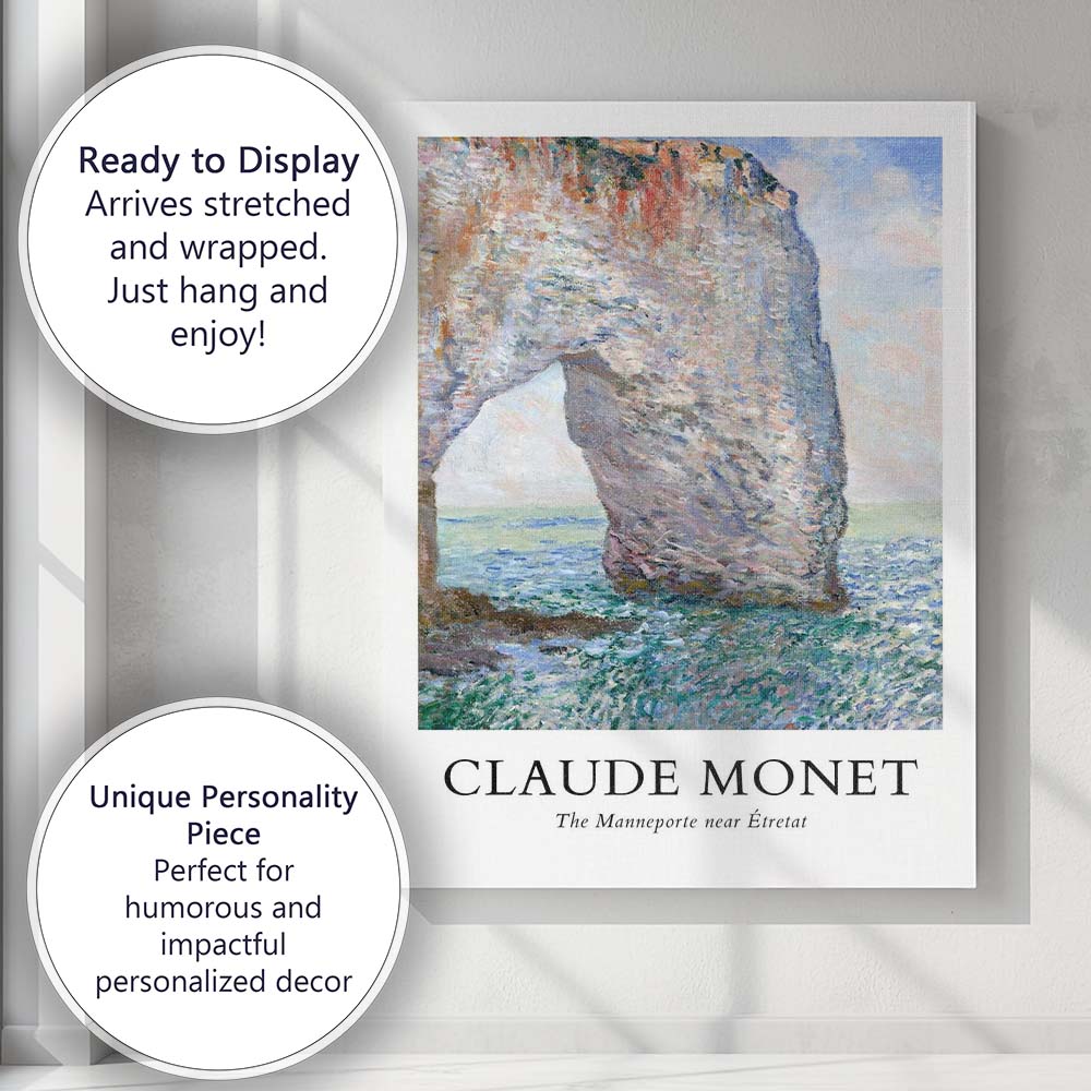 Claude Monet Manneporte Etretat Coastal Arch Impressionist Canvas Wall Art Print Decor Picture Ready to Hang