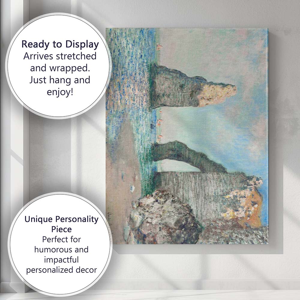 Claude Monet Etretat Sea Cliffs and Natural Arch Impressionist Canvas Wall Art Print Decor Picture Ready to Hang