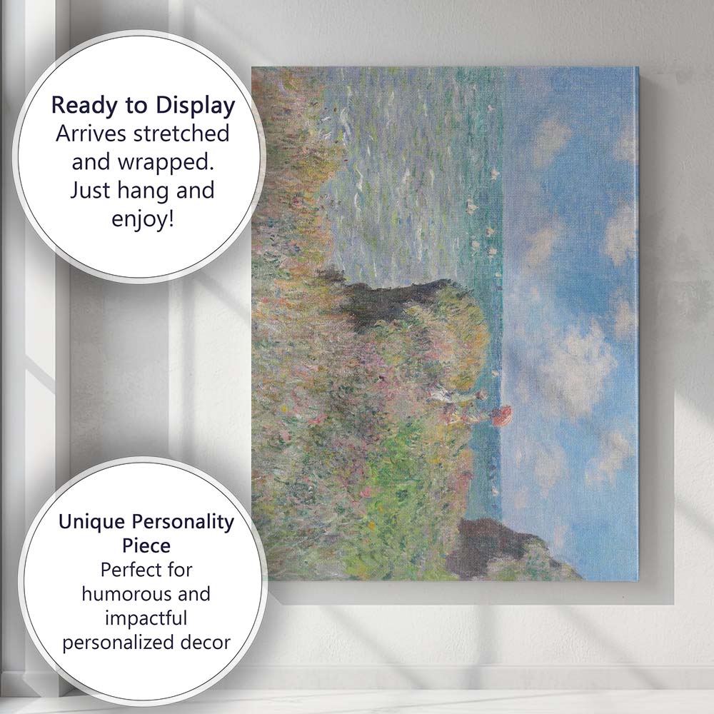 Claude Monet Cliff Walk at Pourville Coastal Impressionist Seascape Canvas Wall Art Print Decor Picture Ready to Hang