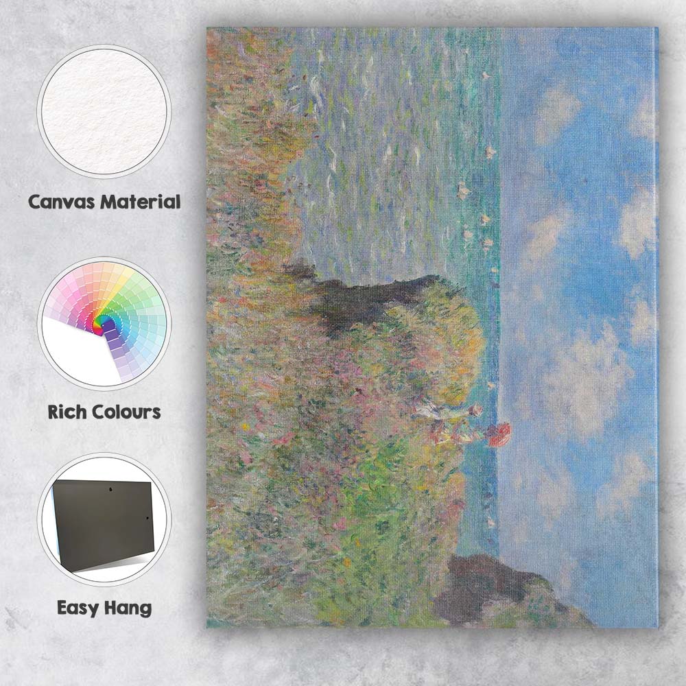 Claude Monet Cliff Walk at Pourville Coastal Impressionist Seascape Canvas Wall Art Print Decor Picture Ready to Hang