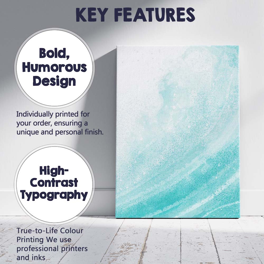 Abstract Aqua Blue Watercolour Ocean Texture Canvas Wall Art Print Decor Picture Ready to Hang