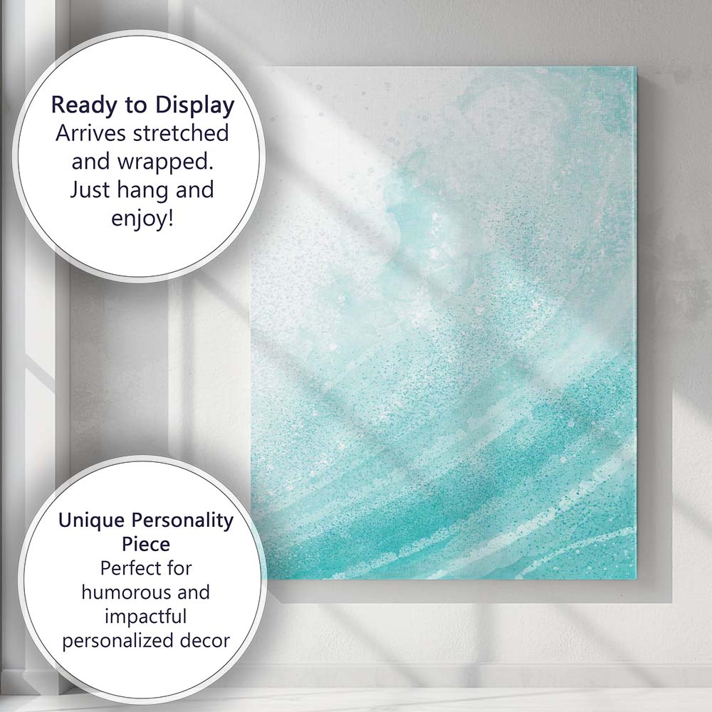 Abstract Aqua Blue Watercolour Ocean Texture Canvas Wall Art Print Decor Picture Ready to Hang