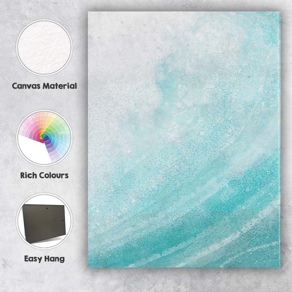 Abstract Aqua Blue Watercolour Ocean Texture Canvas Wall Art Print Decor Picture Ready to Hang