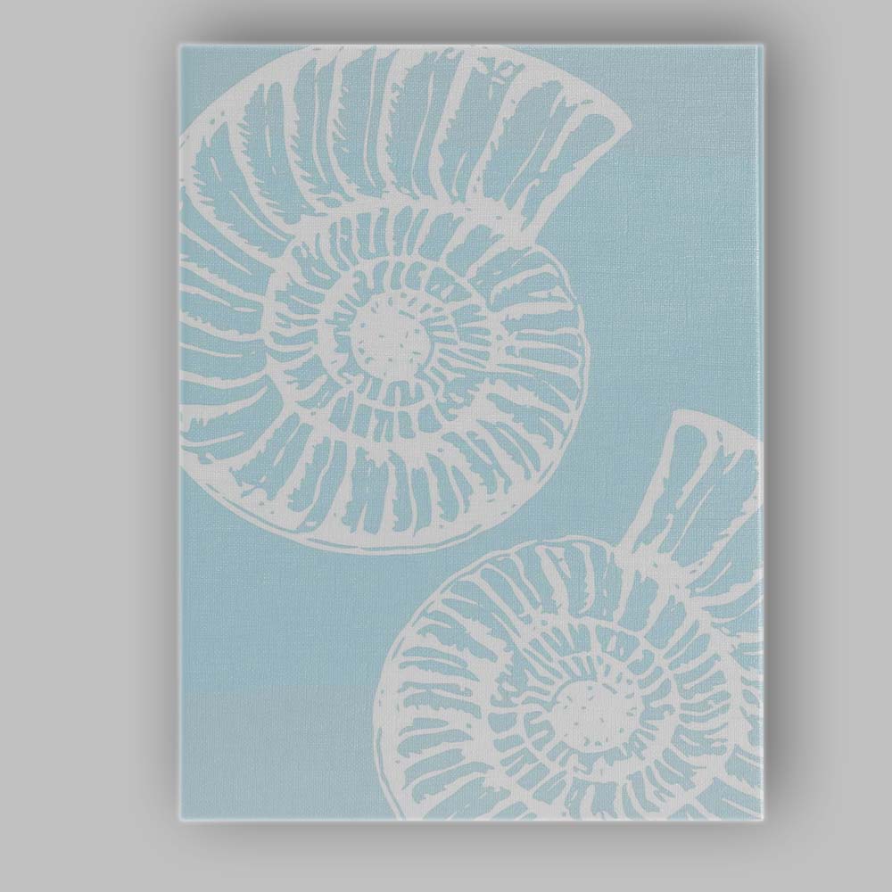 Minimalist White Nautilus Seashell Illustration on Soft Blue Background Canvas Wall Art Print Decor Picture Ready to Hang
