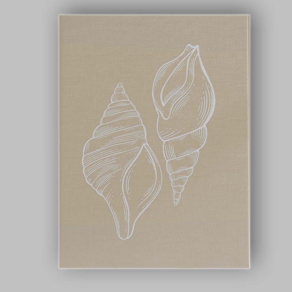 Minimalist Coastal Seashell Sketch on Warm Sand Background Canvas Wall Art Print Decor Picture Ready to Hang