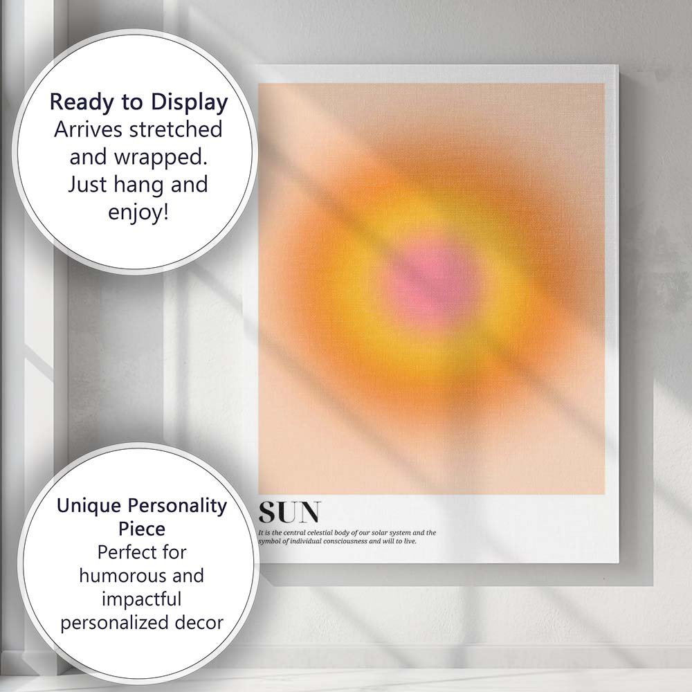 Sun Inspired Warm Orange Gradient Minimalist Abstract Poster Canvas Wall Art Print Decor Picture Ready to Hang