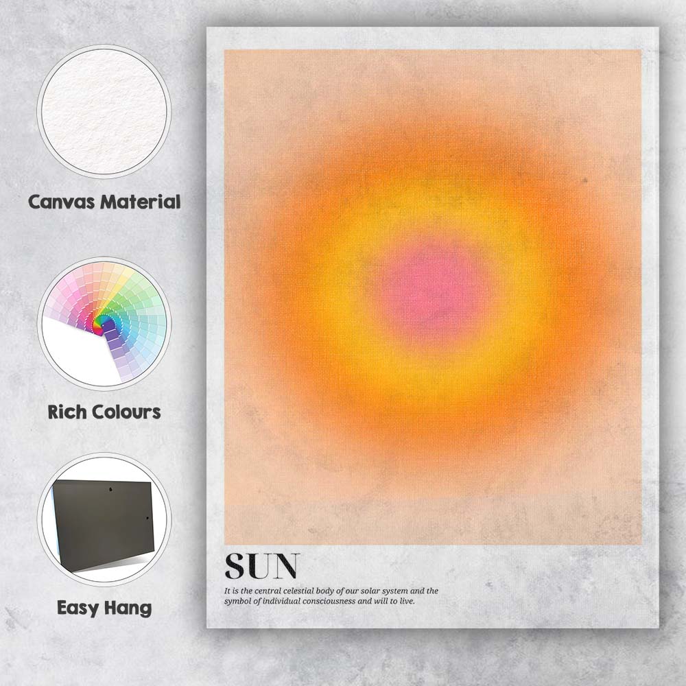 Sun Inspired Warm Orange Gradient Minimalist Abstract Poster Canvas Wall Art Print Decor Picture Ready to Hang
