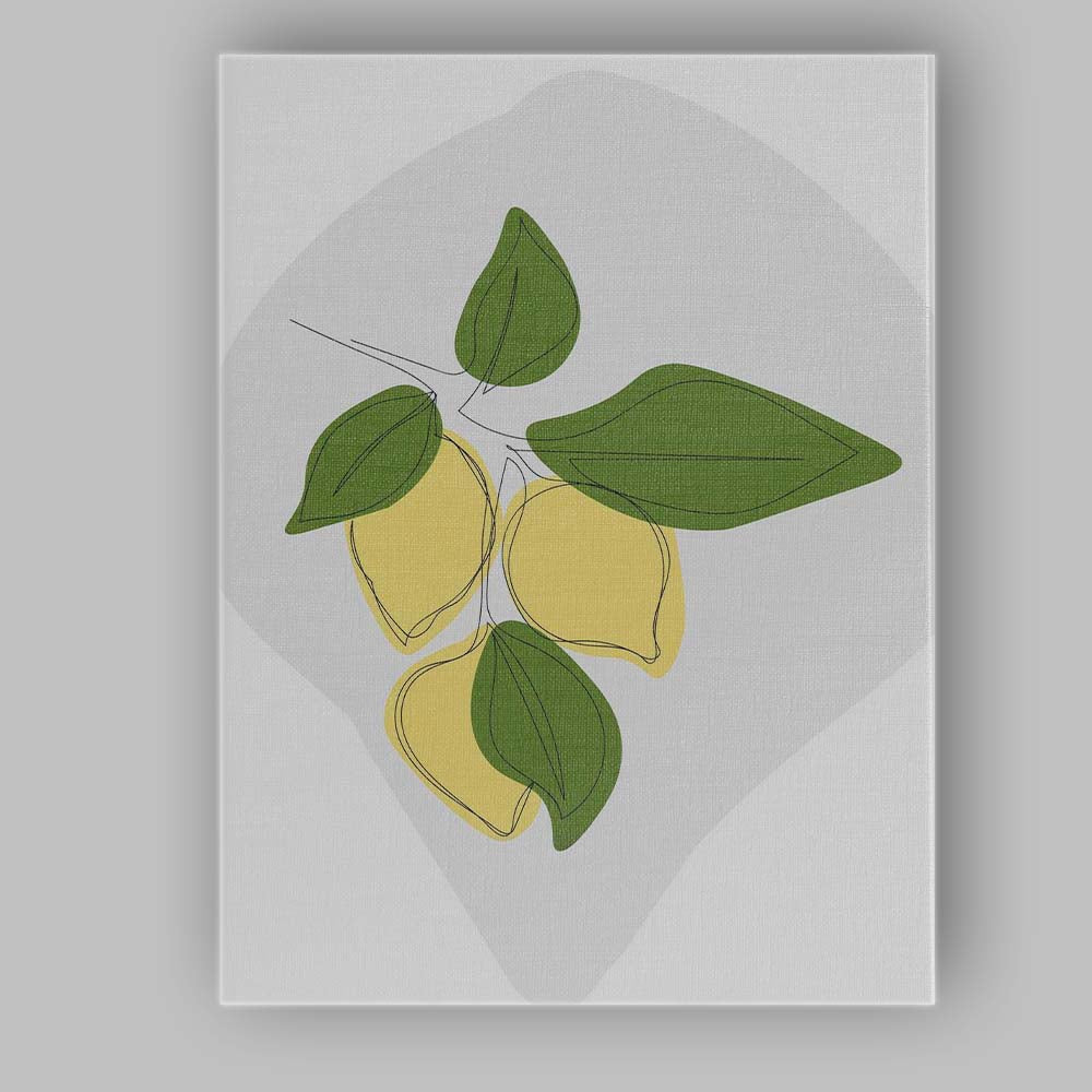 Minimalist Abstract Lemon Branch Botanical Line Art Canvas Wall Art Print Decor Picture Ready to Hang