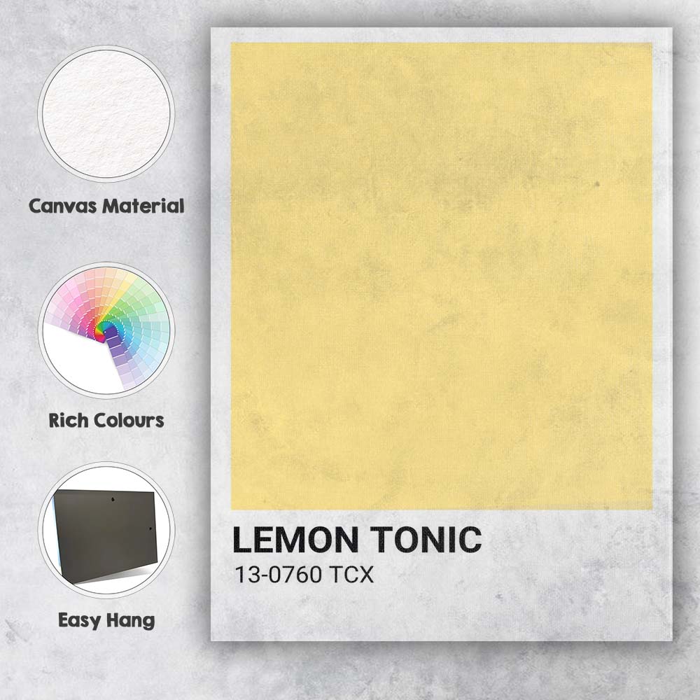 Lemon Tonic Soft Yellow Colour Block Minimalist Poster Canvas Wall Art Print Decor Picture Ready to Hang