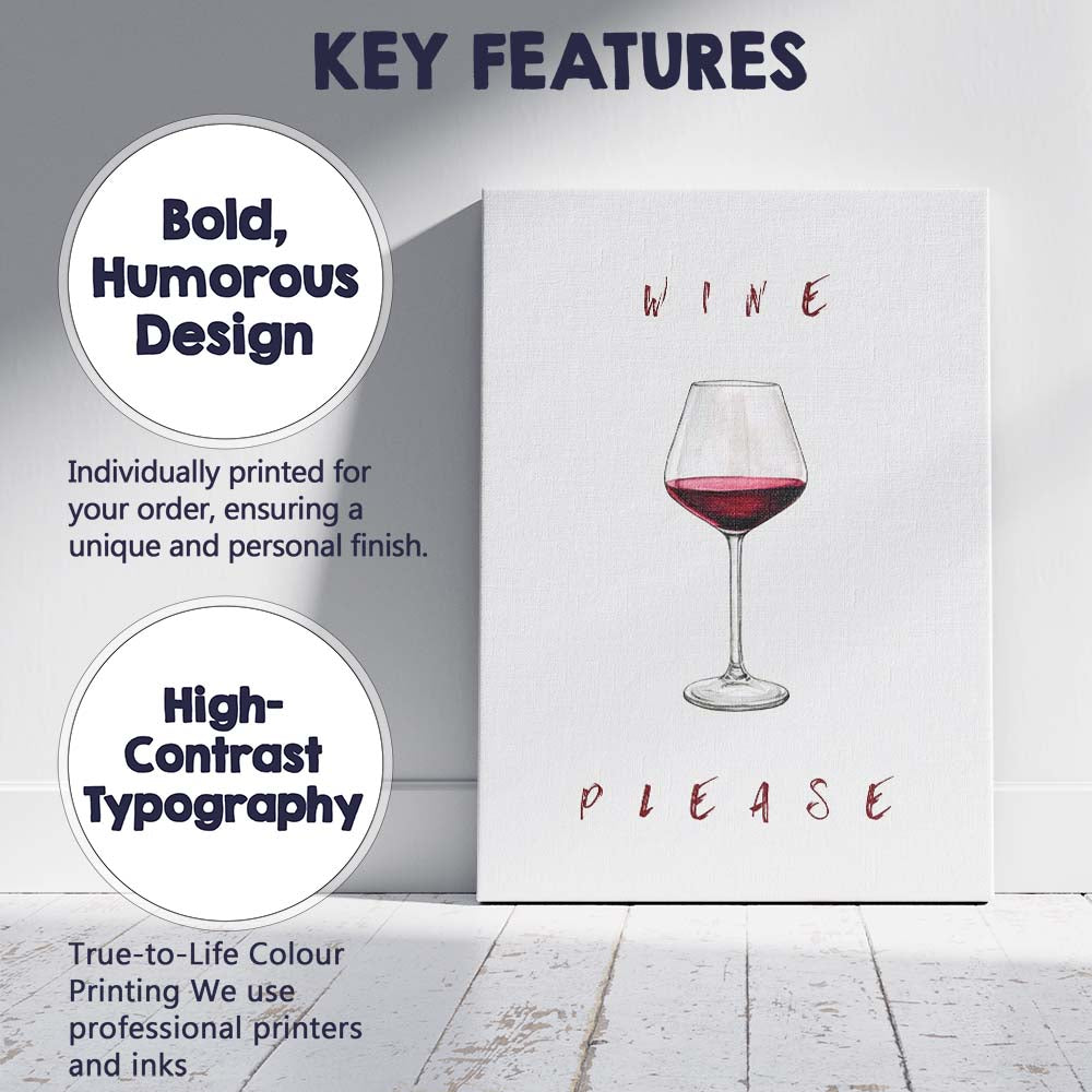 Watercolour Red Wine Glass Minimalist Bar Art Canvas Wall Art Print Decor Picture Ready to Hang