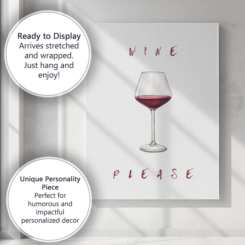 Watercolour Red Wine Glass Minimalist Bar Art Canvas Wall Art Print Decor Picture Ready to Hang