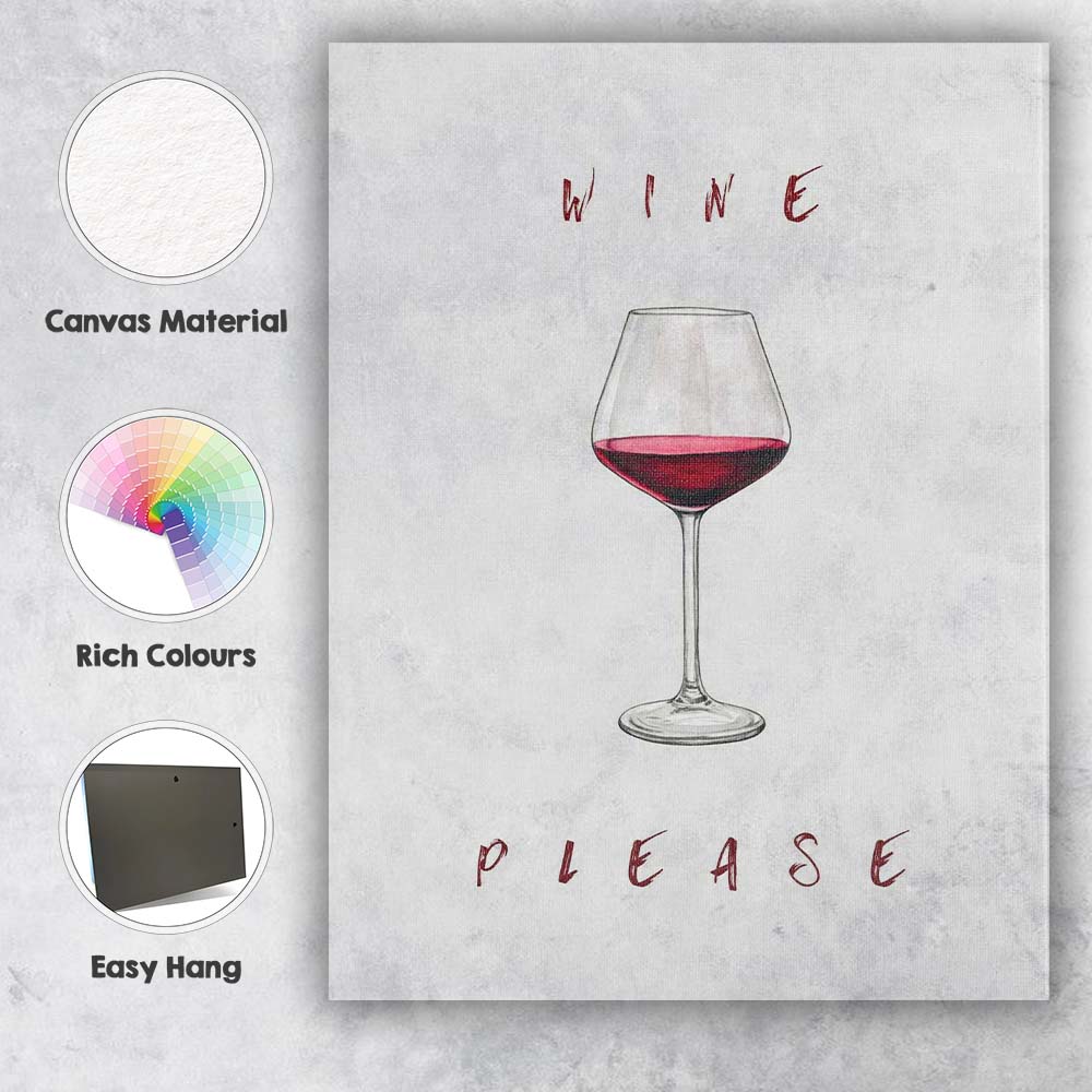 Watercolour Red Wine Glass Minimalist Bar Art Canvas Wall Art Print Decor Picture Ready to Hang