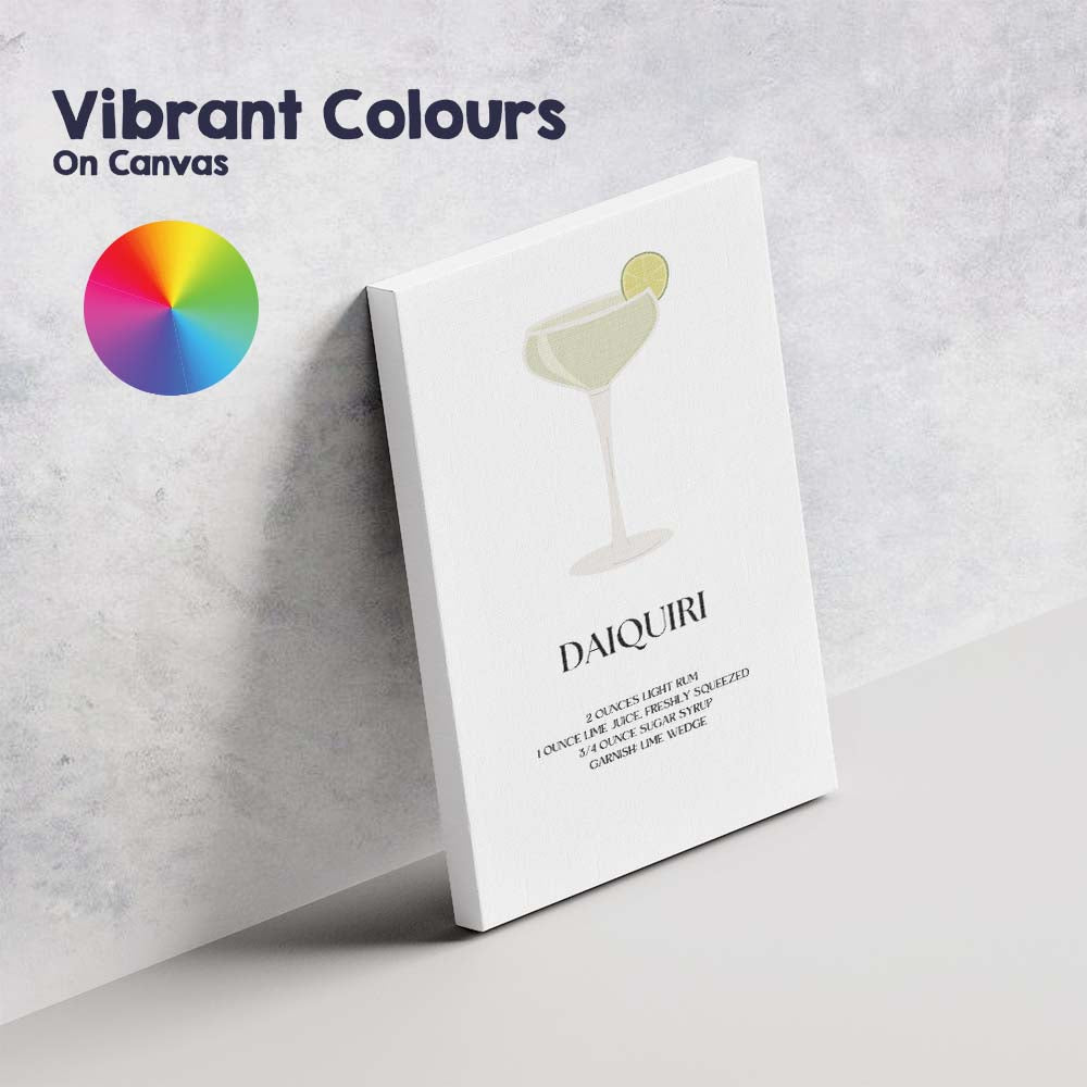 Minimalist Daiquiri Cocktail Recipe Citrus Bar Print Canvas Wall Art Print Decor Picture Ready to Hang