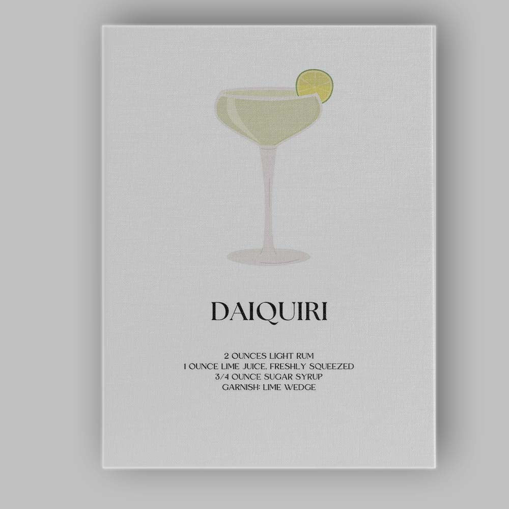 Minimalist Daiquiri Cocktail Recipe Citrus Bar Print Canvas Wall Art Print Decor Picture Ready to Hang