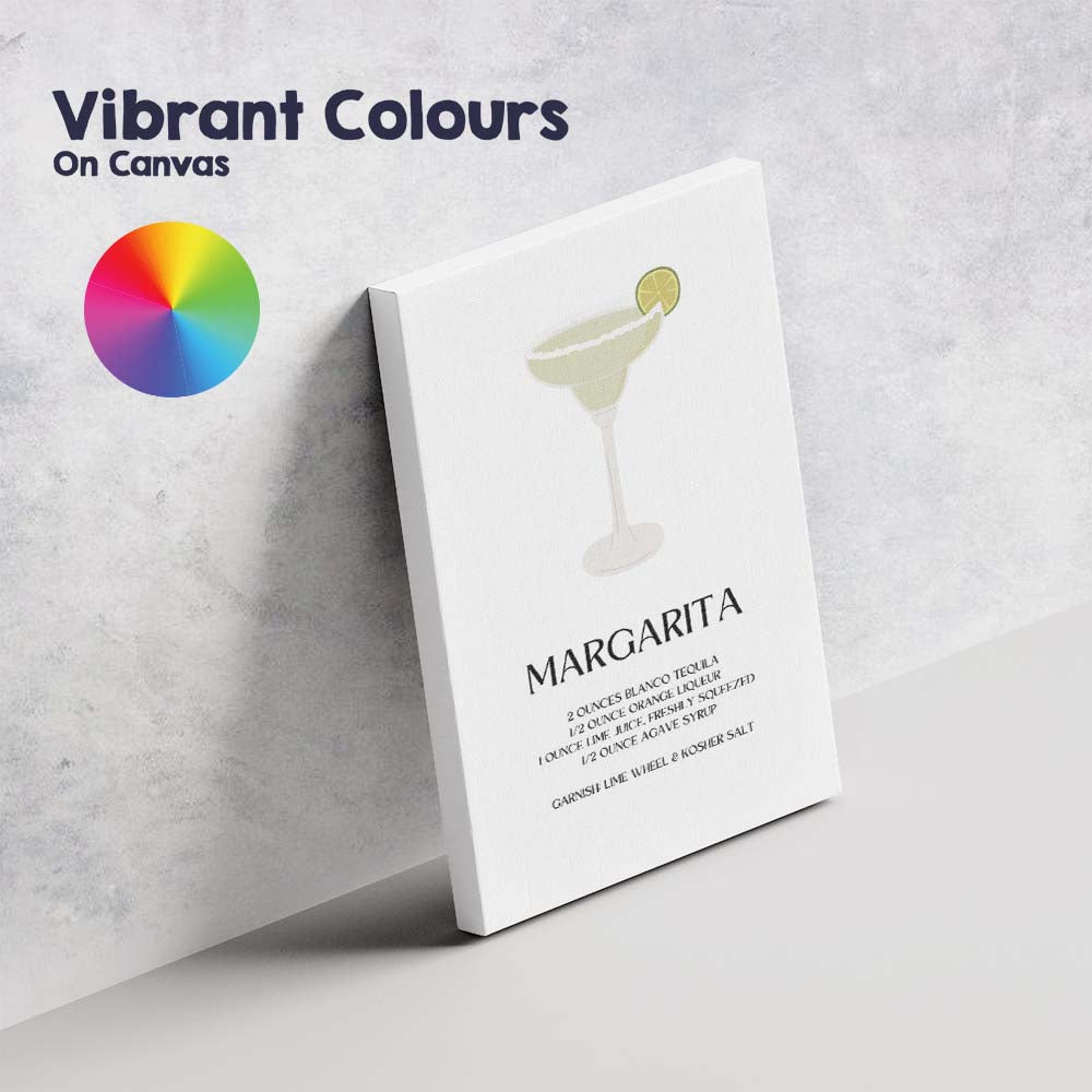 Minimalist Margarita Cocktail Recipe Tequila Bar Print Canvas Wall Art Print Decor Picture Ready to Hang